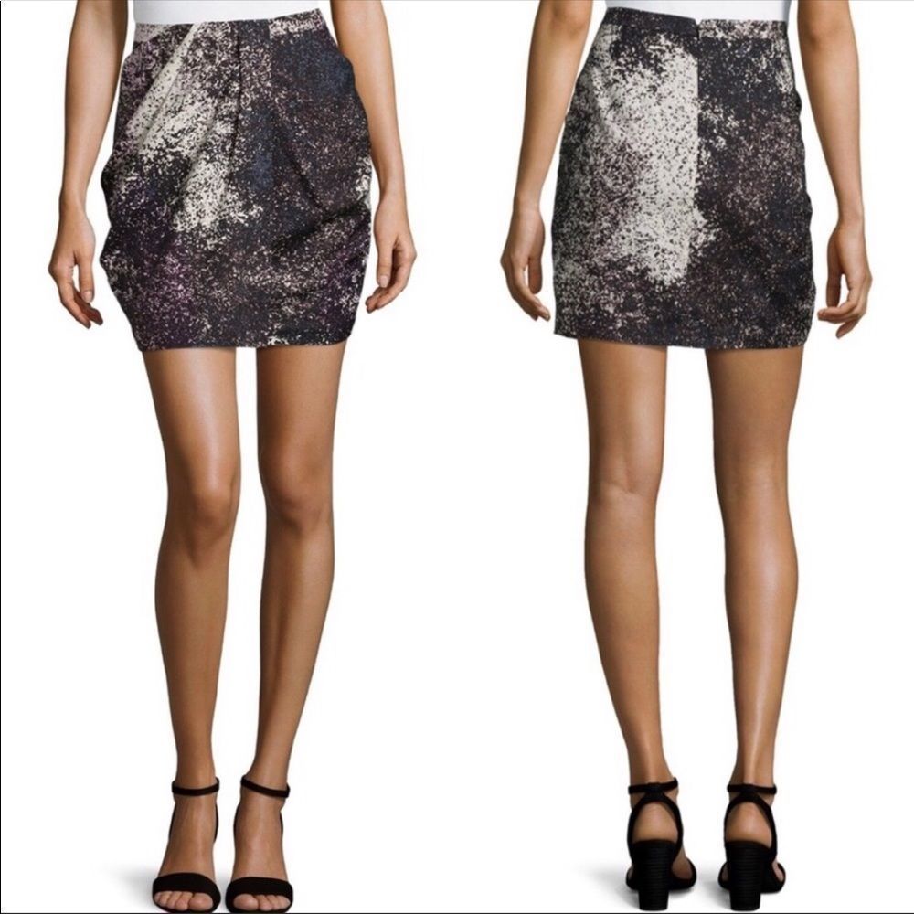 Halston Heritage Splatter Mini Skirt with Pockets